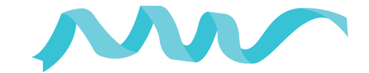 Elegant light blue ribbon streamer, gracefully twisting and waving in a dynamic, flowing spiral shape.