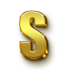 Alphabet S golden  shining 3d transparent PNG 