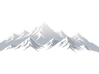 Fototapeta premium Dramatic snow capped mountain range peaks under a dark sky majestic winter landscape transparent background