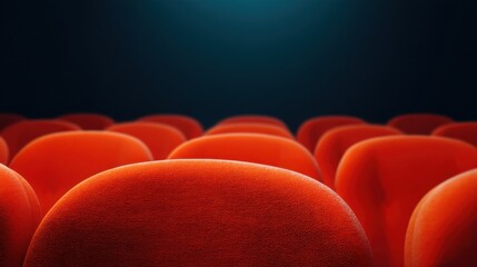 Obraz premium Empty Red Theater Seats with Soft Texture Under Dramatic Lighting in a Cinematic Environment
