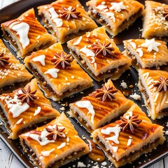 Baklava drizzled with honey