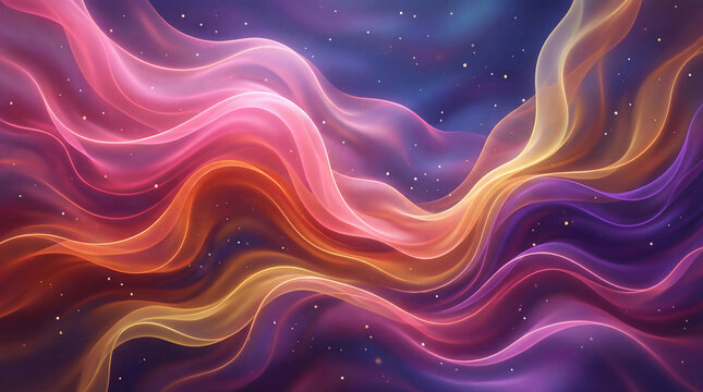 Colorful waves of light flow across a dark background creating a vibrant abstract design that captures attention