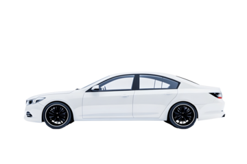 White car sedan isolated on a white background