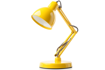 Yellow desk lamp isolated on white background The concept of day and night