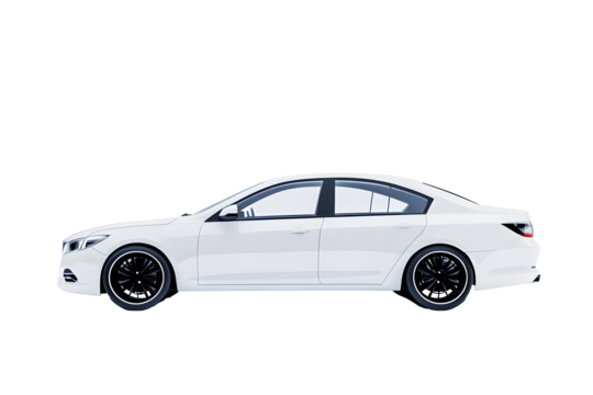 White car sedan isolated on a white background