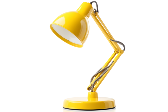 Yellow desk lamp isolated on white background The concept of day and night