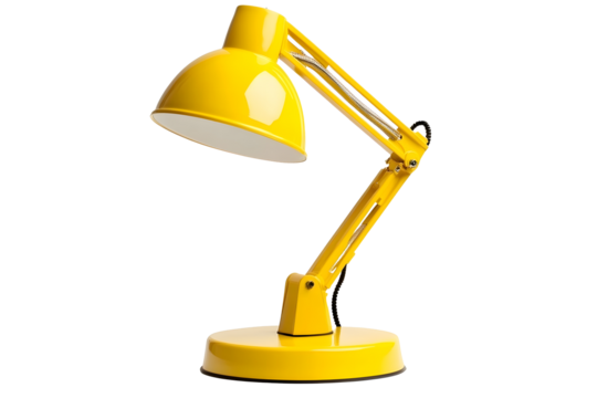 Yellow desk lamp isolated on white background The concept of day and night