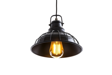 industrial metal cage pendant light hanging lamp edison bulb lightinglamp isolated on a white backgroundthis has clipping path