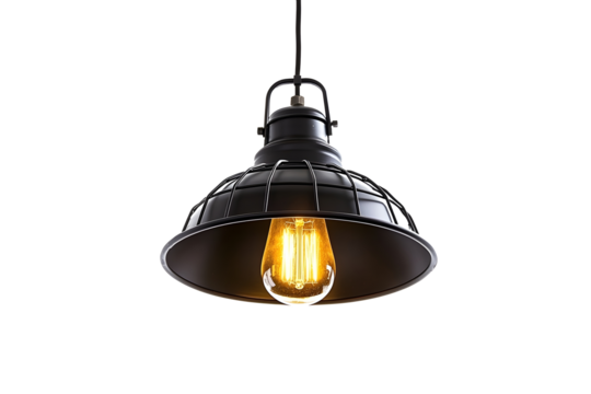 industrial metal cage pendant light hanging lamp edison bulb lightinglamp isolated on a white backgroundthis has clipping path