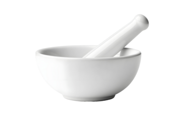 white mortar and pestle isolated