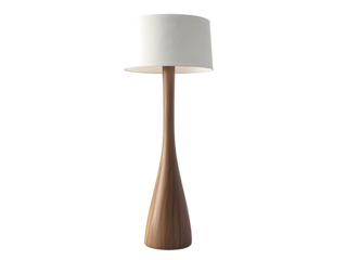 white wooden modern standing lamp isolated on white