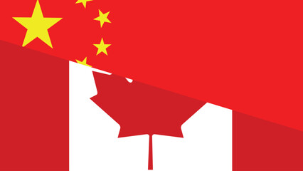 China and canada flag fusion design