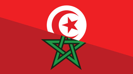 Morocco and tunisia flag fusion design