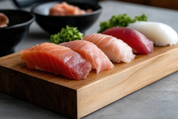 Fresh seafood arranged for sushi making