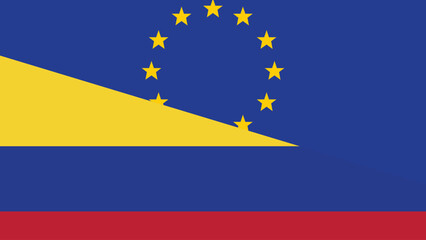 Europe and colombia flag fusion design