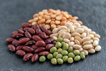 Healthy ingredients: raw split peas and beans