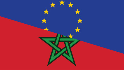 Europe and morocco flag fusion design 