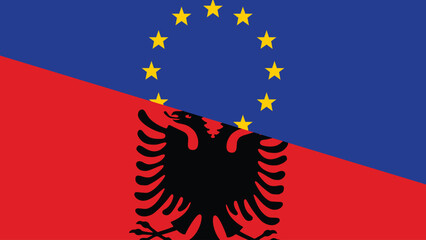 Europa and albania flag fusion design