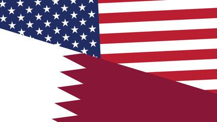 Usa and qatar flag fusion design