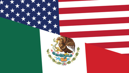 Usa and mexico flag fusion design