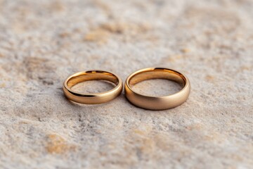 Romantic couple rings on luxurious soft background
