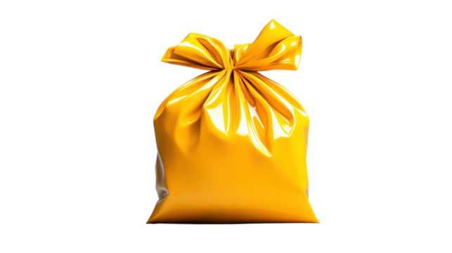 Shiny Yellow Bag on Transparent Background