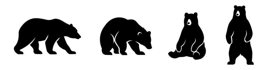 Bear silhouette. Bear vector silhouettes