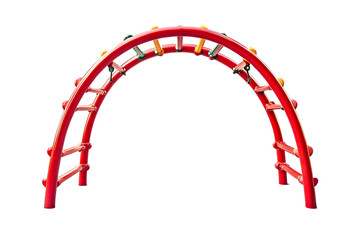 Small red jungle gym isolated on white Modern playground equipment