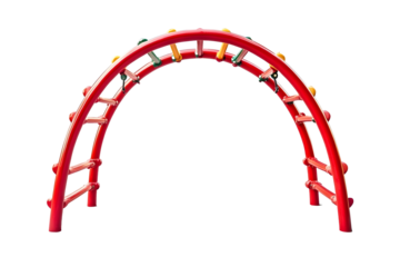 Small red jungle gym isolated on white Modern playground equipment