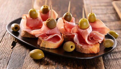 gourmet ham and olive appetizers