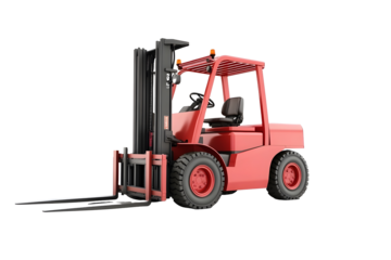 Red forklift isolated on white background with clipping path