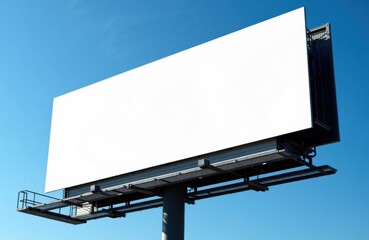 Blank billboard against clear blue sky offering large empty space for text