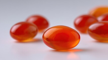 Vibrant Red Capsules on Smooth Surface for Health Supplement, Medicinal Use, and Nutritional Support in a Bright and Clean Setting