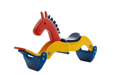 Hourse spring rider isolated on white Modern playground equipment