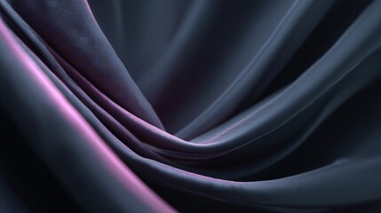 Obraz premium Smooth Draped Fabric with Flowing Texture Featuring Subtle Light Reflection and Elegant Color Gradient in Shades of Dark and Soft Purple Tones