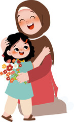 mother and daughter hugging