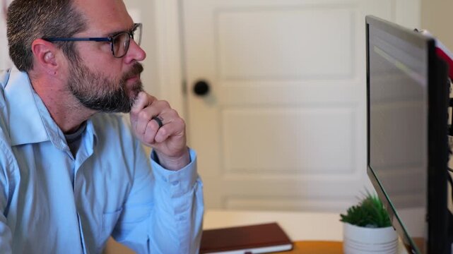 Middle Aged Man Vibe Coding Crypto Coin with Artificial Intelligence Large Language Model Tools - Custom IDE App for AI Code