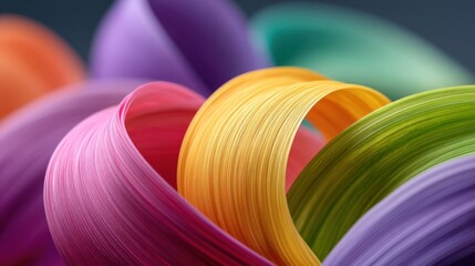 Colorful abstract swirls of flowing ribbons creating a vibrant and dynamic visual texture, ideal for artistic backgrounds or design projects