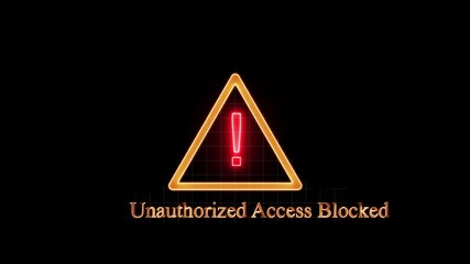 Unauthorized Access Blocked. alert Icon binary code background. Attention grabbing icon highlights the importance of digital safety in today's interconnected 4K video