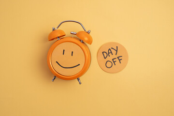 Day off - workplace message in the office. Concept of absence from work and day off