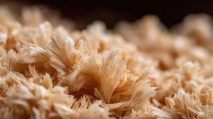 Naklejka premium Natural wood shavings texture close-up, showcasing delicate fibers and organic patterns in warm tones, ideal for design and craft projects, background use, and art
