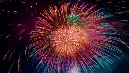 Obraz premium bright and colorful fireworks burst into the night sky in a dazzling display