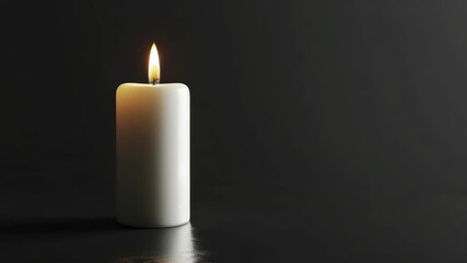 Lit White Candle in Dark Room