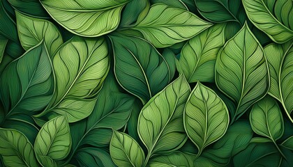 green leaves seamless pattern nature background