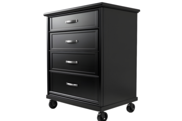 Black Three Framed Design Workshop Fullsize file cabinet with casters isolated on a white background PNG image