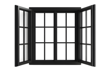 black metallic window frame isolated on white background