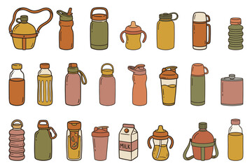 Plastic bottle for water in different shapes and colors