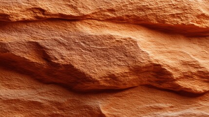 Textured surface of orange sandstone exhibiting geological layers in natural formation, showcasing erosion details and unique patterns in warm tones
