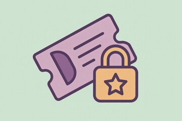 Digital ticket secured with a lock, emphasizing access control and safety protocol in event management, digital ownership, and information security strategy
