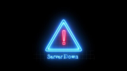 Server Down . alert Icon binary code background. Attention grabbing icon highlights the importance of digital safety in today's interconnected 4K video